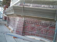 Final stage of the stone balcony cornice restoration